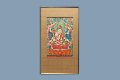 A 'Vasudhara' thangka, Tibet or Nepal, 19th C.
