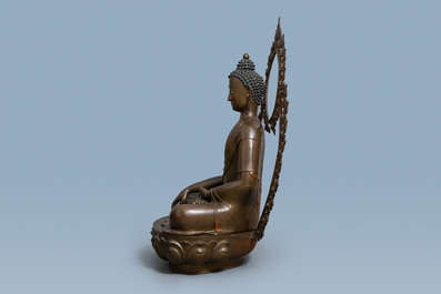 An exceptionally large bronze figure of Buddha, Nepal, 18th C.