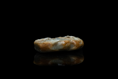 A Chinese celadon and russet jade mountain landscape with deer and cranes, Qing