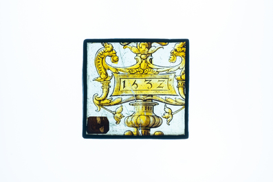 Two stained glass fragments, Flanders or France, one dated 1532