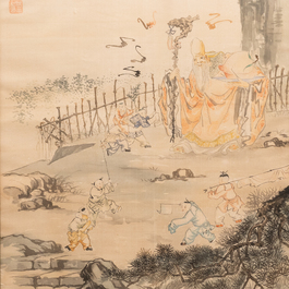 Ecole chinoise, encre et couleurs sur soie, vers 1941: 'Shoushan Fuhai'