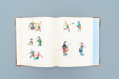 Chinese school, Canton, ink and colour on paper, 19th C.: an album and two boxes with 70 paintings
