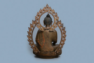 An exceptionally large bronze figure of Buddha, Nepal, 18th C.