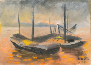 Doan Hong (Vietnam, 1960), huile et gouache sur papier, dat&eacute;s 1978: 'Quatre vues'