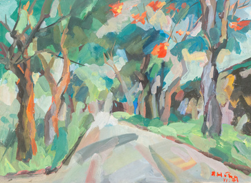 Doan Hong (Vietnam, 1960), huile et gouache sur papier, dat&eacute;s 1978: 'Quatre vues'