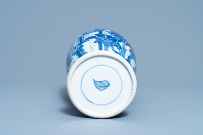 A Chinese blue and white vase with female musicians and dancers, Kangxi