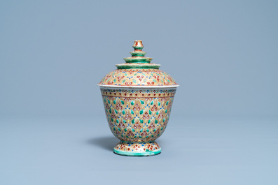 A Chinese Thai market Bencharong bowl and cover, 19th C.