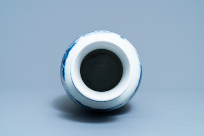 A Chinese blue and white vase with female musicians and dancers, Kangxi