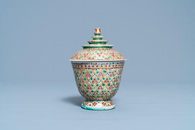 A Chinese Thai market Bencharong bowl and cover, 19th C.