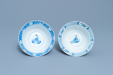 Two Chinese blue and white bowls, Kangxi