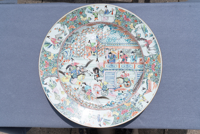 A massive Chinese famille rose 'General Yang and Mu Guiying' charger, Yongzheng