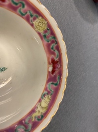 Dix bols et deux soucoupes en porcelaine de Chine famille rose pour le march&eacute; Straits ou Peranakan, 19&egrave;me