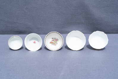 Six Chinese famille rose saucers and five cups, Kangxi and later