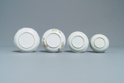Six Chinese famille rose saucers and five cups, Kangxi and later