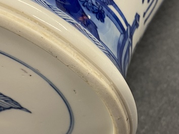 A Chinese blue and white vase with female musicians and dancers, Kangxi