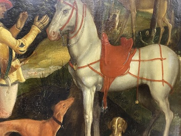 Ecole flamande d'apr&egrave;s Albrecht D&uuml;rer, 16/17&egrave;me, huile sur panneau: Saint Eustache ou Saint Hubert
