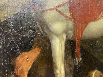 Ecole flamande d'apr&egrave;s Albrecht D&uuml;rer, 16/17&egrave;me, huile sur panneau: Saint Eustache ou Saint Hubert