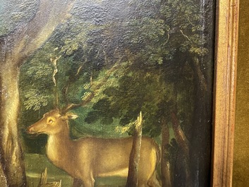 Ecole flamande d'apr&egrave;s Albrecht D&uuml;rer, 16/17&egrave;me, huile sur panneau: Saint Eustache ou Saint Hubert