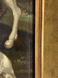 Ecole flamande d'apr&egrave;s Albrecht D&uuml;rer, 16/17&egrave;me, huile sur panneau: Saint Eustache ou Saint Hubert
