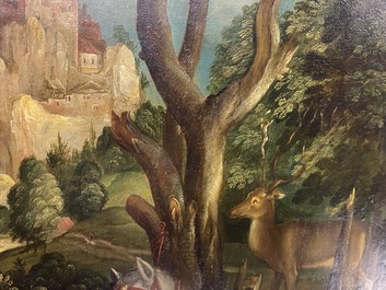 Ecole flamande d'apr&egrave;s Albrecht D&uuml;rer, 16/17&egrave;me, huile sur panneau: Saint Eustache ou Saint Hubert