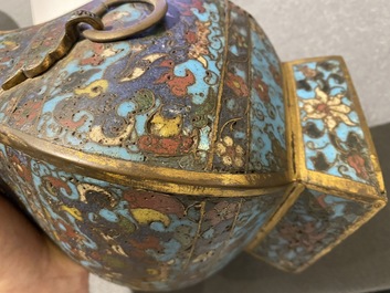 A Chinese cloisonn&eacute; 'fanghu' vase, Wanli