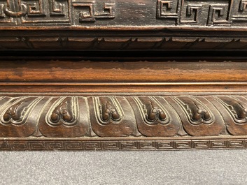 Un petit cabinet en bois sculpt&eacute; &agrave; d&eacute;cor de dragons, Chine, R&eacute;publique