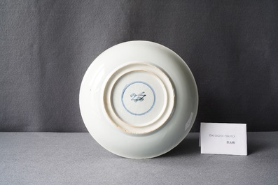 A Chinese famille verte dish with a narrative scene, Kangxi