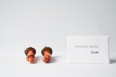 Deux figures d'immortels en corail rouge, Chine, 19/20&egrave;me