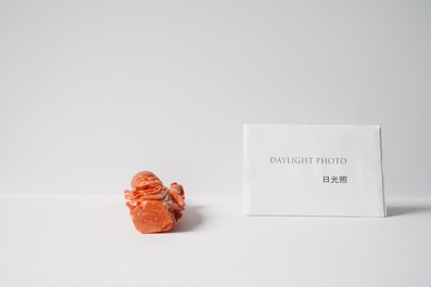 Une figure de Shou Lao en corail rouge, Chine, 19/20&egrave;me