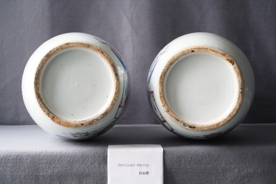 A pair of Chinese doucai 'antiquities' vases, 19/20th C.