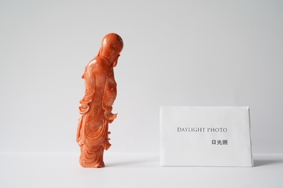 Une figure de Shou Lao en corail rouge, Chine, 19/20&egrave;me