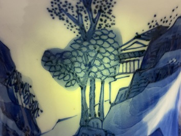 A Chinese blue and white 'river landscape' yenyen vase, Kangxi