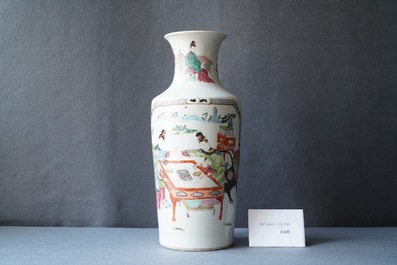 A Chinese famille rose vase with ladies playing go, Yongzheng