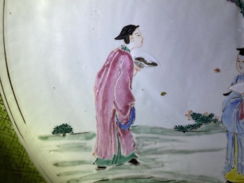 A Chinese famille rose charger with figures in a landscape, Yongzheng