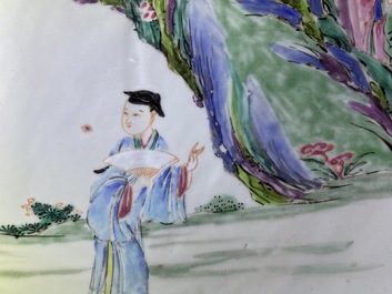 A Chinese famille rose charger with figures in a landscape, Yongzheng