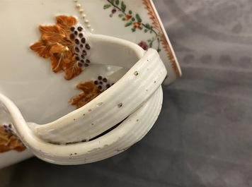 A Chinese famille rose armorial mug and a faux-bois border plate, Qianlong
