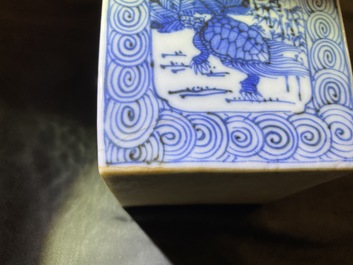 A square Japanese blue and white Arita flask, Edo, 17/18th C.