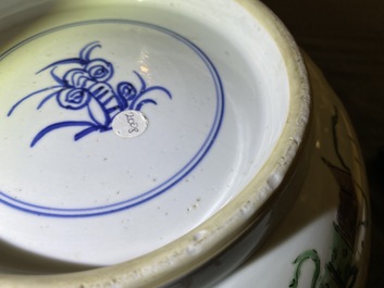 A large Chinese famille verte 'antiquities' bowl, Kangxi
