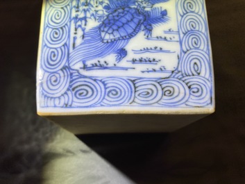 A square Japanese blue and white Arita flask, Edo, 17/18th C.
