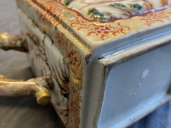 A Chinese famille rose rectangular 'Mandarin' teapot and cover, Qianlong