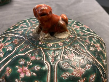 Une paire de bo&icirc;tes couvertes en porcelaine de Chine Bencharong pour le march&eacute; thai, 19&egrave;me
