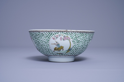 A Chinese famille rose relief-decorated bowl, Yongzheng
