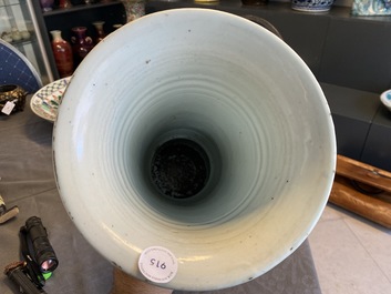 A Chinese wucai 'gu' vase with narrative design, Shunzhi