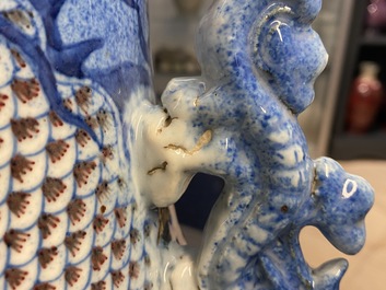 A large Chinese blue, white and copper red 'dragon' vase, Jiaqing