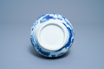 A Chinese blue and white bottle vase, Transitional period