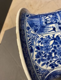 A pair of large Chinese blue and white 'Long Eliza' beaker vases, Kangxi