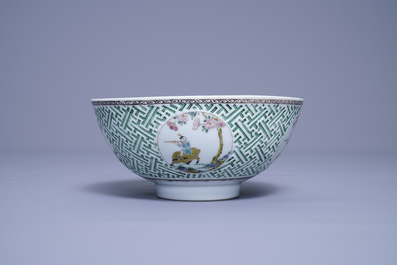 A Chinese famille rose relief-decorated bowl, Yongzheng