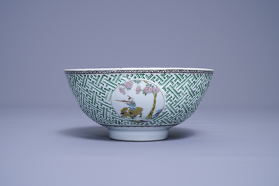 A Chinese famille rose relief-decorated bowl, Yongzheng