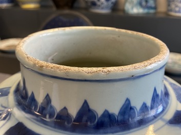 A Chinese blue and white vase with figures in an interior, Kangxi
