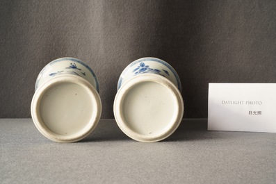 A Chinese blue and white five-piece garniture, Kangxi